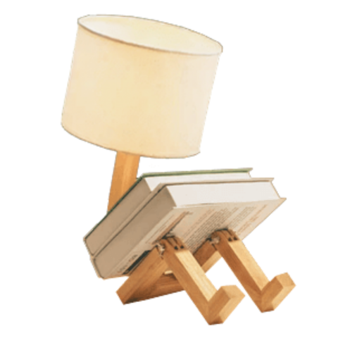 lampe de chevet bonhomme en bois avec abat jour pour lire confortablement dans son lit