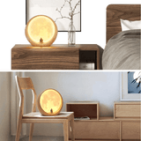 lampe de chevet en bois style pleine lune pour lire au lit