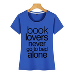 t-shirt pour les lecteurs avec citation never alone bleu