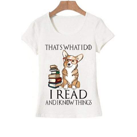 t shirt citation avec chien corgi pour les lecteurs