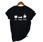 t shirt noir citation pour lecteur chats livres et café