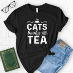 t-shirt citation noir chats livres et thé pour les lecteurs