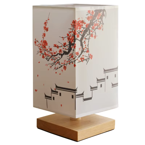 Lampe de chevet japonaise avec motif floral
