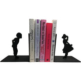 Decorative Bookends Bookshelf Metal Book Holders Non-skid Thema Love Heavy Duty Iron Art Black Stand Support Magazines Organizer