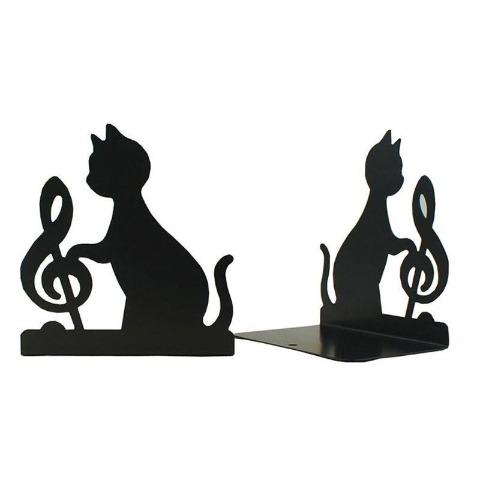 paire de cale livres chat noir en métal