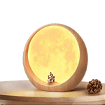lampe de chevet pour la lecture en bois forme pleine lune