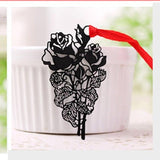 marque page original fleur rose avec ruban