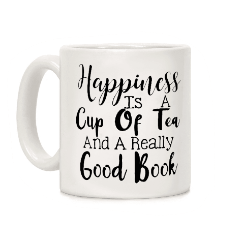 mug en ceramique pour les lecteurs citation tea books and happiness