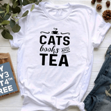 t shirt citation blanc cats books and tea pour les lecteurs