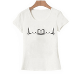 t-shirt  blanc heartbeat avec citation pour les lecteurs