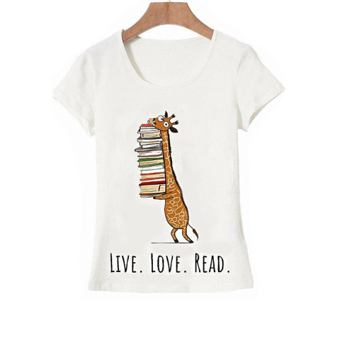 t shirt citation pour lectrices de livres avec girafe