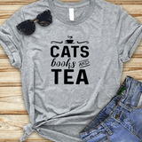 t shirt citation gris chats livres et thé pour les lecteurs