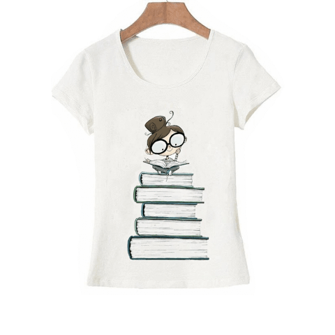 t-shirt pour lectrice avec citation et livres