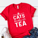 t shirt rouge citation chats livres et thé pour les lecteurs