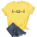 t-shirt jaune pour les lecteurs avec citation heartbeat